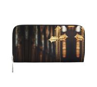 WZYCWB Les pochettes en cuir de vache à lait avec fermeture éclair et porte-cartes sont parfaites pour les voyages ou un usage quotidien, Croix en métal, Taille unique