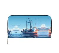 WZYCWB Les pochettes en cuir de vache à lait avec fermeture éclair et porte-cartes sont parfaites pour les voyages ou un usage quotidien, Navire maritime, Taille unique