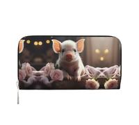 WZYCWB Les pochettes en cuir Lightning Tennis avec fermeture éclair et porte-cartes sont parfaites pour les voyages ou un usage quotidien, Joli jeune cochon, One Size