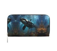 WZYCWB Les pochettes en cuir Lightning Tennis avec fermeture éclair et porte-cartes sont parfaites pour les voyages ou un usage quotidien, Énorme épaulard, Taille unique