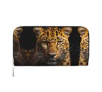 WZYCWB Les pochettes en cuir Lion's Gaze avec fermeture éclair et porte-cartes sont parfaites pour les voyages ou un usage quotidien, Le léopard aux yeux profonds, Taille unique