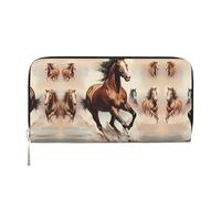 WZYCWB Les pochettes en cuir Lion's Gaze avec fermeture éclair et porte-cartes sont parfaites pour les voyages ou un usage quotidien, Cheval brun cabré, Taille unique