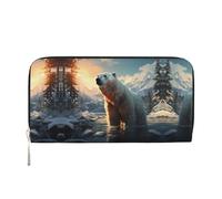 WZYCWB Les pochettes en cuir Lion's Gaze avec fermeture éclair et porte-cartes sont parfaites pour les voyages ou un usage quotidien, Ours polaire en hiver, Taille unique