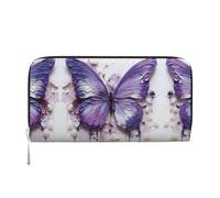 WZYCWB Les pochettes en cuir Lion's Gaze avec fermeture éclair et porte-cartes sont parfaites pour les voyages ou un usage quotidien, Peinture à l'huile violette papillon, Taille unique