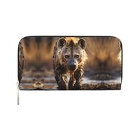 WZYCWB Les pochettes en cuir Lion's Gaze avec fermeture éclair et porte-cartes sont parfaites pour les voyages ou un usage quotidien, Hyène solitaire, Taille unique