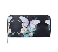 WZYCWB Les pochettes en cuir Zebra avec fermeture éclair et porte-cartes sont parfaites pour les voyages ou un usage quotidien, Blanc/papillon, Taille unique