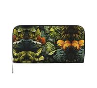 WZYCWB Les pochettes en cuir Zebra avec fermeture éclair et porte-cartes sont parfaites pour les voyages ou un usage quotidien, Feuilles de palmier de la forêt tropicale, Taille unique