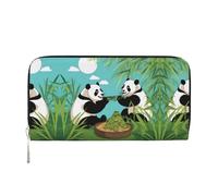 WZYCWB Les pochettes en cuir Zebra avec fermeture éclair et porte-cartes sont parfaites pour les voyages ou un usage quotidien, Deux grands pandas mignons, Taille unique