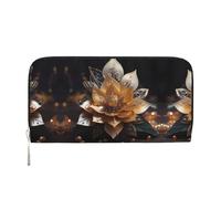 WZYCWB Les pochettes en cuir Zebra avec fermeture éclair et porte-cartes sont parfaites pour les voyages ou un usage quotidien, Fleur de lotus blanche délicate, Taille unique