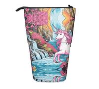 WZYCWB Licornes roses puissantes. Porte-stylo rétractable imprimé Convient pour une utilisation comme simple sac à cosmétiques, portefeuille, etc.
