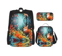 WZYCWB Light Fox Campus Life Ensemble sac à dos (3 pièces) - Cartable + trousse à crayons + sac à déjeuner pour répondre à tous les besoins quotidiens des étudiants !, noir, taille unique, Noir