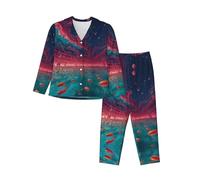 WZYCWB Like Jelly Sea Pyjama à manches longues pour femme, ensemble 2 pièces, confortable et décontracté, Noir/blanc, M