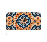 WZYCWB L'œil du diable. Les pochettes en cuir à fermeture éclair et les porte-cartes sont parfaites pour les voyages ou un usage quotidien, Fleurs symétriques, Taille unique