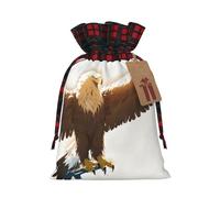 WZYCWB Line Art Sacs cadeaux de Noël en toile de jute avec cordon de serrage Motif aigle 21 x 30 cm