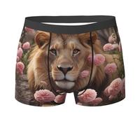 WZYCWB Lion among pink flowers Boxer pour homme (S-XXL) - Tissu élastique léger, respirant et absorbant la transpiration, extensible, noir, Medium