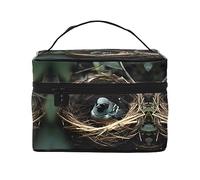 WZYCWB Little Bird Nest Grande trousse de maquillage pour femme, trousse de maquillage portable de grande capacité, sac de rangement pour filles, noir, taille unique, noir, taille unique, Noir