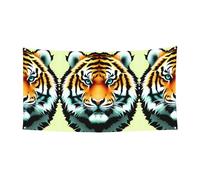 WZYCWB Little Fat Drapeau imprimé tête de tigre Décoration de fête 70 x 35 cm Pour intérieur ou extérieur