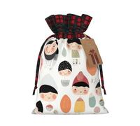 WZYCWB Little People Sacs cadeaux de Noël pour décorations de fête de Noël, 21 x 30 cm, sacs cadeaux en toile de jute avec cordon de serrage