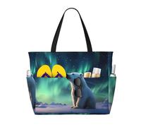WZYCWB Little Polar Bear Sac de plage grand sac de voyage gym piscine sac de rangement fermeture éclair