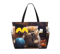 WZYCWB Lively Sac de plage avec fermeture éclair Motif chat persan