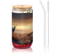 WZYCWB Lonely Animals Couvercle en bambou imprimé pour café glacé chaud et froid, thé au lait et bière. Une tasse à eau élégante.