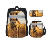 WZYCWB Lonely Hyena Cartable + trousse + sac à déjeuner pour tous les jours