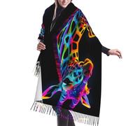 WZYCWB Longue écharpe à pompons motif girafe fluo - Châle chaud automne/hiver, parfait pour un anniversaire et un cadeau