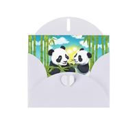 WZYCWB Lot de 2 cartes de vacances en papier nacré Happy Pandas pour toutes les occasions, Noël, remerciement, mariage, anniversaire, Saint-Valentin