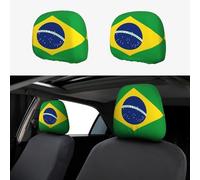 WZYCWB Lot de 2 housses de coussin pour appuie-tête de voiture, convient à la plupart des appuie-têtes de voiture, berlines, camions, camionnettes, motif drapeau brésilien