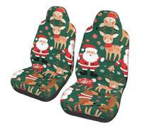 WZYCWB Lot de 2 housses de siège de voiture Père Noël et cerf de Noël - Pour voiture/SUV/camion/véhicule/bus/ferry - Résistantes et imperméables
