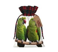 WZYCWB Lot de 2 sacs cadeaux de Noël en toile de jute avec cordon de serrage Motif perroquets de la forêt tropicale 21 x 30 cm