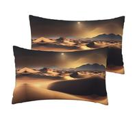 WZYCWB Lot de 2 taies d'oreiller en faux lin du désert du Sahara, fraîches et respirantes pour chambre d'hôtel, canapés