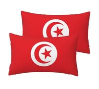WZYCWB Lot de 2 taies d'oreiller imprimées drapeau tunisien, idéales pour les canapés de chambre à coucher