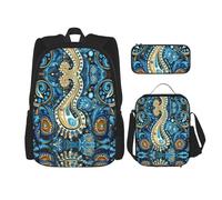 WZYCWB Lot de 3 sacs à dos luxueux aux couleurs vives - Sac d'école + trousse à crayons + sac à déjeuner - Répond à tous les besoins quotidiens des étudiants - Noir, taille unique, noir, taille unique
