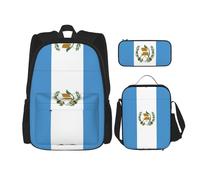 WZYCWB Lot de 3 sacs à dos motif drapeau du Guatemala - Sac d'école, trousse à crayons et sac à déjeuner, sac à dos de grande capacité