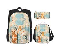 WZYCWB Lot de 3 sacs à dos motif lapins Campus Life - Sac d'école + trousse à crayons + sac à déjeuner - Répond à tous les besoins quotidiens des étudiants - Noir, taille unique, noir, taille unique