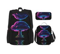 WZYCWB Lot de 3 sacs à dos Neon Champignon Cloud Campus Life - Sac d'école + trousse à crayons + sac à déjeuner, répond à tous les besoins quotidiens des étudiants
