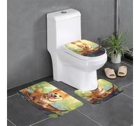 WZYCWB Lot de 3 tapis de salle de bain amusants Shiba Inu - Pour chambre à coucher, cuisine, baignoire et décoration d'intérieur