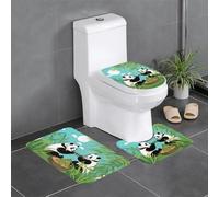 WZYCWB Lot de 3 tapis de salle de bain avec deux adorables grands pandas, paillasson de chambre, tapis de cuisine, baignoire et décoration d'intérieur
