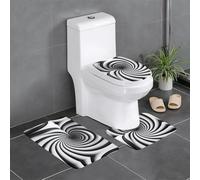 WZYCWB Lot de 3 tapis de salle de bain en spirale, illusion d'optique gif, tapis de chambre à coucher, tapis de cuisine, baignoire et décoration d'intérieur