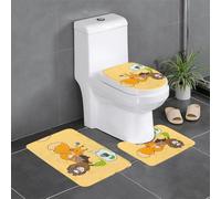 WZYCWB Lot de 3 tapis de salle de bain motif écureuil de tournesol, paillasson pour chambre à coucher, tapis de cuisine, baignoire et décoration d'intérieur