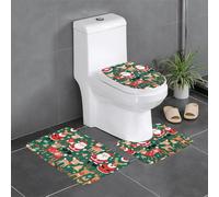 WZYCWB Lot de 3 tapis de salle de bain Père Noël et cerf de Noël, paillasson pour chambre à coucher, tapis de cuisine, baignoire et décoration d'intérieur