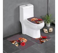 WZYCWB Lot de 3 tapis de sol pour salle de bain, coiffeuse, WC - Facile à nettoyer - Motif chien gentleman