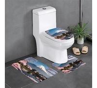 WZYCWB Lot de 3 tapis de sol pour salle de bain Motif Fuji au début du printemps Facile à nettoyer Convient pour salle de bain, coiffeuse, WC