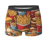 WZYCWB Lot de caleçons boxeurs mignons imprimés frites pour homme, en polyester élastique, plusieurs tailles, noir, X-Large