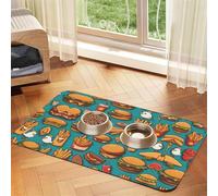 WZYCWB Lot de sets de table absorbants pour animaux de compagnie - 40 x 60 cm - Motifs de frites et hamburgers - Antidérapants - Pour chiens et chats