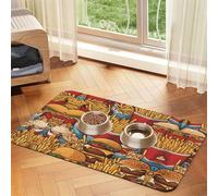 WZYCWB Lot de sets de table absorbants pour animaux de compagnie Motif frites mignonnes 40 x 60 cm - Tapis antidérapant pour nourriture pour chiens et chats