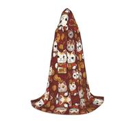 WZYCWB Lucky Cat Cape de magicien imprimée L, costume de fête à thème, cape de cosplay pour adultes et adolescents, tailles S, M, L