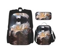 WZYCWB Magic Lily Sac d'écolier + trousse + sac à déjeuner pour tous les jours