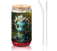 WZYCWB Magical Little Menglong Couvercle en bambou imprimé pour café glacé chaud et froid, thé au lait et bière. Une tasse à eau élégante.